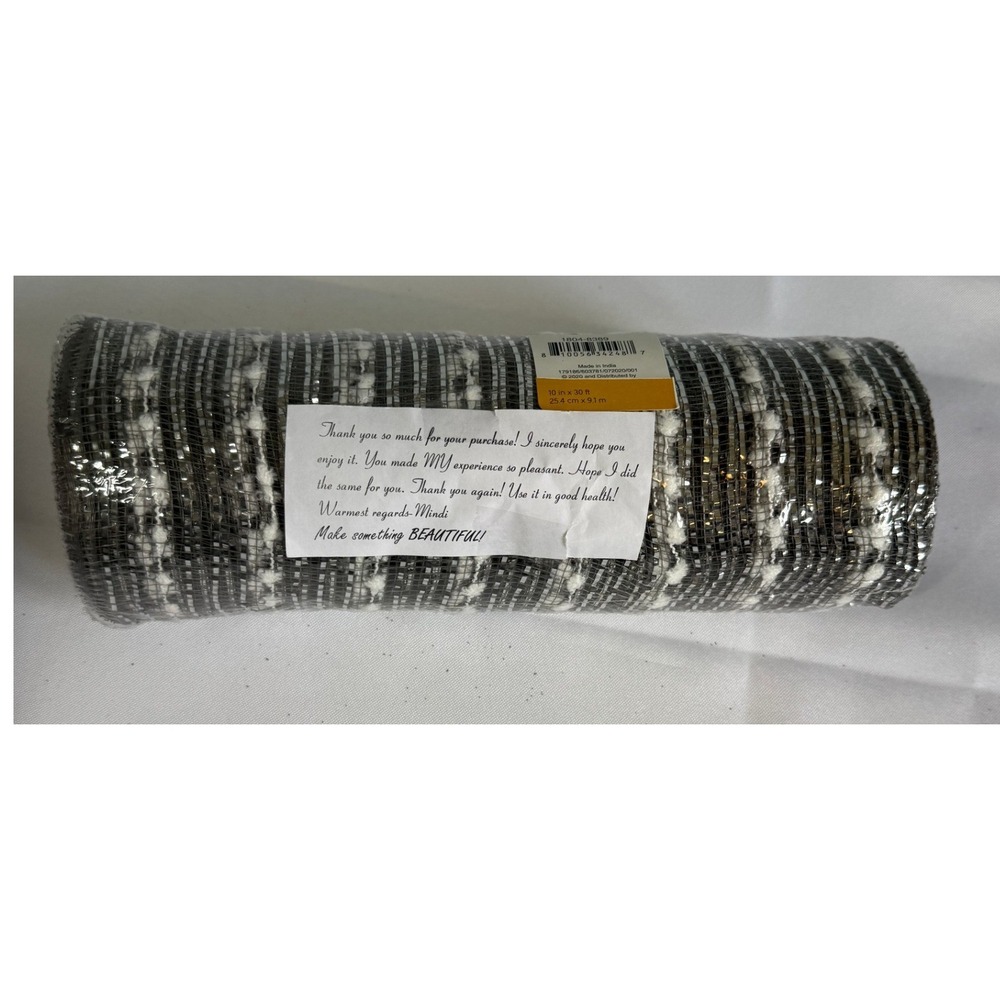 NEW Foil Mesh 10 in x 30 ft Silver White Decorative Ribbon Roll DYI Wreath Maker